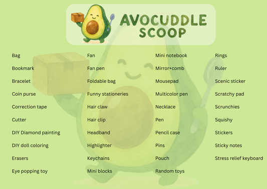 Avocuddle Mystery Scoop –  ALL categories